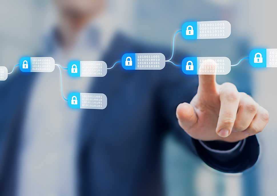 Guy pointing to secured nodes